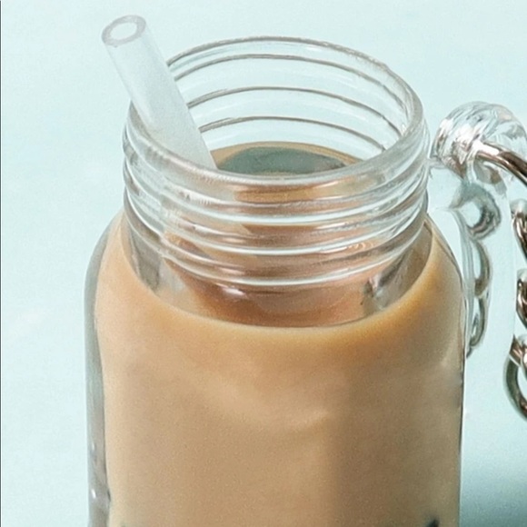Boba Milk Tea in Mason Jar With Straw Resin Charm Keychain - New With Tags - Picture 3 of 7